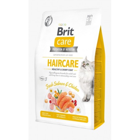 Brit Care Gato Grain Free Adulto HairCare & Shiny Coat Salmon y Pollo Fresco - Brit® 