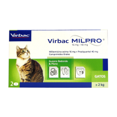 MILPRO Gatos Antiparasitario Interno para gatos mayores a 2 Kg. de peso VIRBAC - laboratorio virbac 