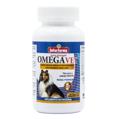 OmegaVet - 60 tabletas- Suplemento Vitamínico OMEGA 3 y 6 - Interfarma 