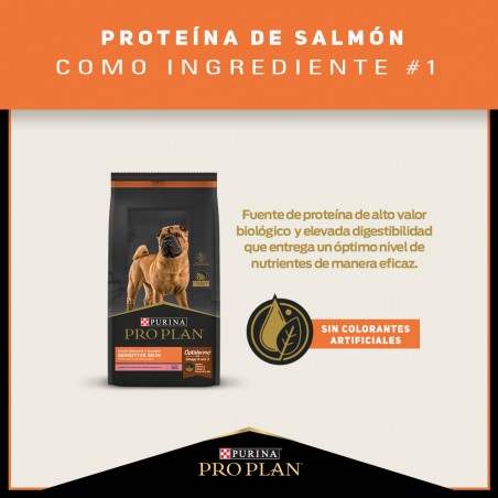 Pro Plan Perro Adulto Sensitive Skin Salmon Razas Medianas o Grandes 15kg. - proplan 