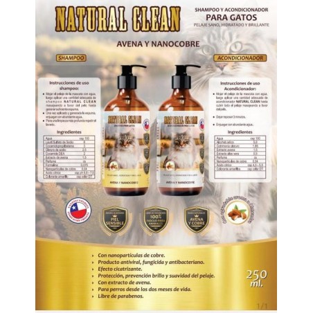 KIT Shampoo y Acondicionador Natural Food para Gatos Avena y Nanocobre - Natural Food 