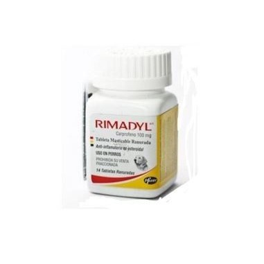RIMADYL 100 mg. Carprofeno 14 tabletas Anti inflamatorio Zoetis - Laboratorio Zoetis 