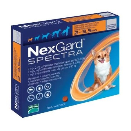 Nexgard SPECTRA Antiparasitario Perros entre 2 a 3,5 Kg. 1 dosis - NEXGARD SPECTRA 