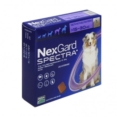 Nexgard SPECTRA Antiparasitario Perros entre 15,1 a 30 Kg. 1 dosis - NEXGARD SPECTRA 