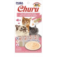 INABA Churu Snack Gato sabor Atun & Salmon 4 tubos de 14 g (56g.) - Ciao 