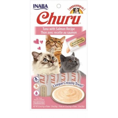 INABA Churu Snack Gato sabor Atun & Salmon 4 tubos de 14 g (56g.) - Ciao 